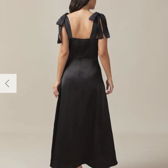 RIHOAS The Black Tie Strap Satin Maxi Dress 3 - Picture 2 of 5
